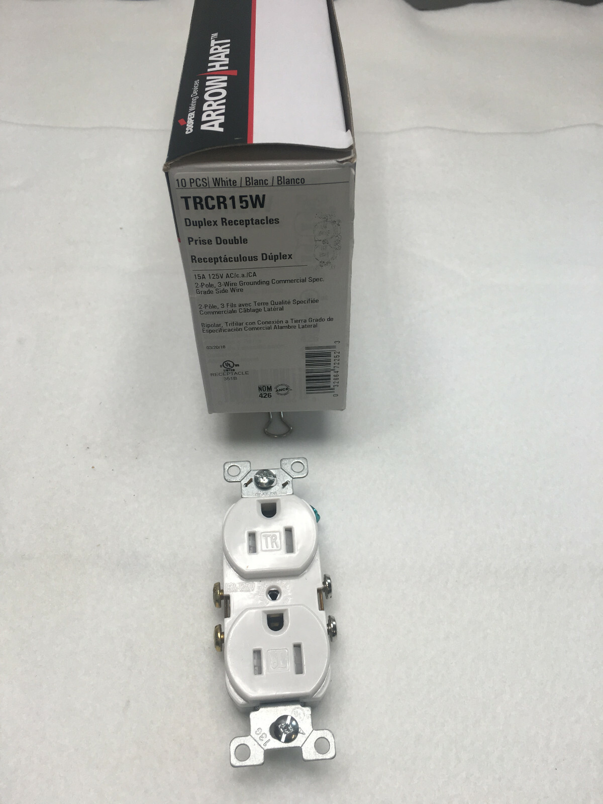 Duplex Receptacle TRCR15W 15A 125V Cooper White Tamper Resistant Lot of 10