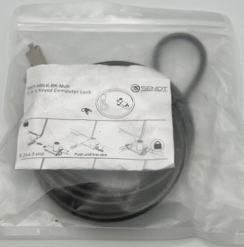Sendt Black Notebook Laptop Keyed Lock for MULTIPLE Security Slots