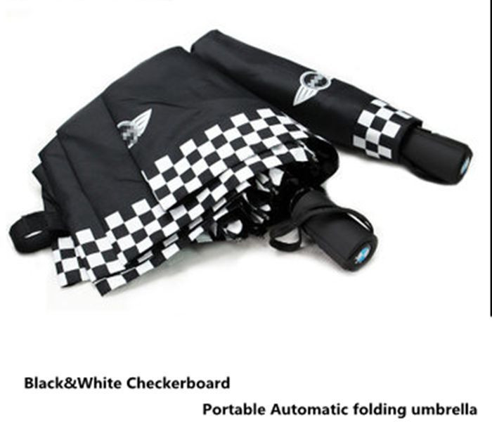 Portable Automatic Folding Umbrella Umbrellas Checkered Style For Mini Cooper