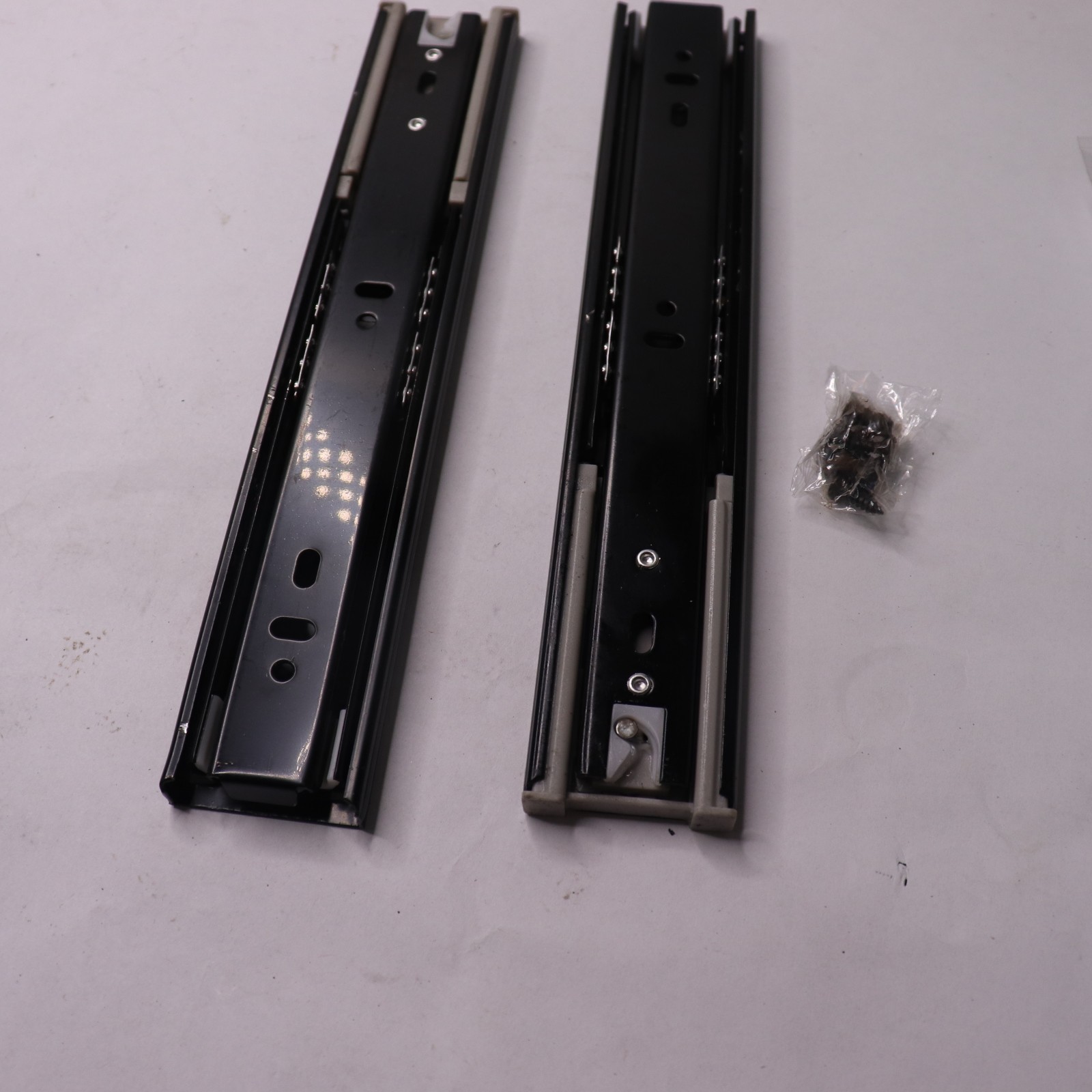 (2-Pk) Ferrando Side Mount Full Extension Drawer Slides Metal Black 100lb 10"