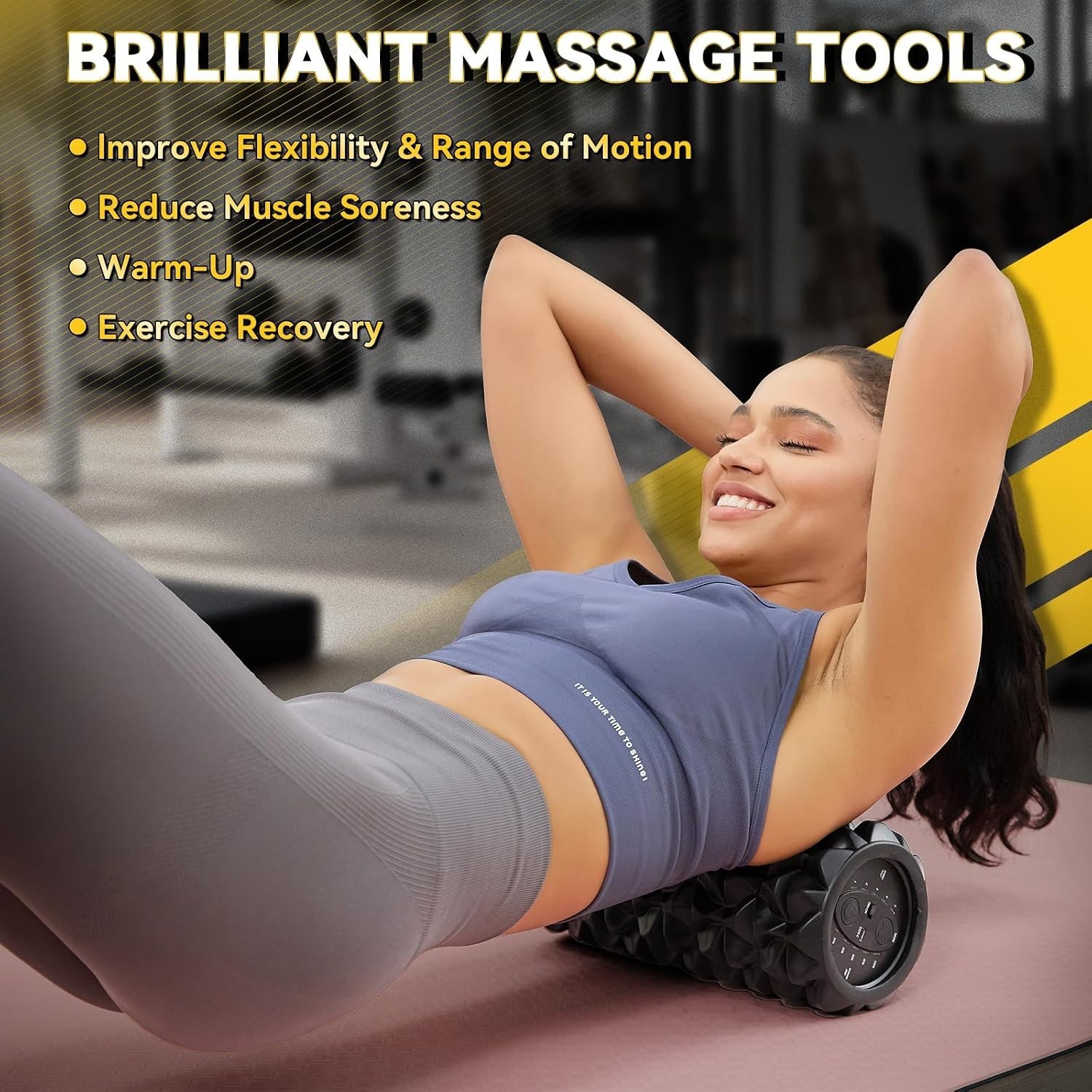 Vibrating Foam Roller 13In Rechargeable Massage Tool Deep Tissue Therapy