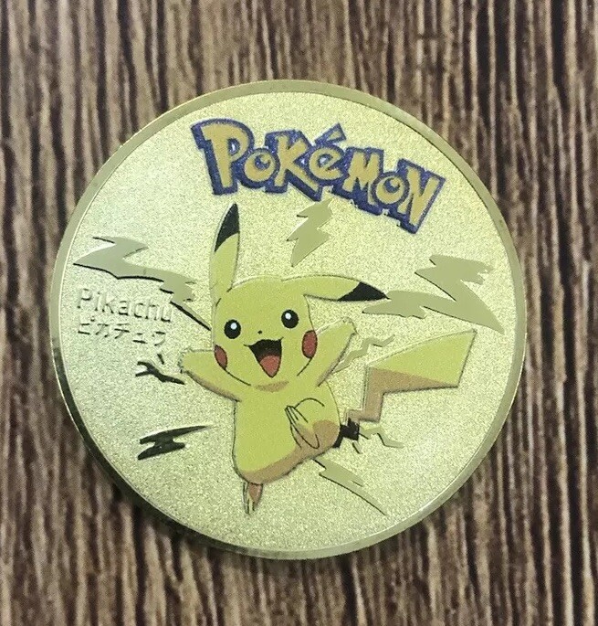 Pokémon Pikachu Gold Color Coin Collectible. Pokemon Anime Toy Gift.