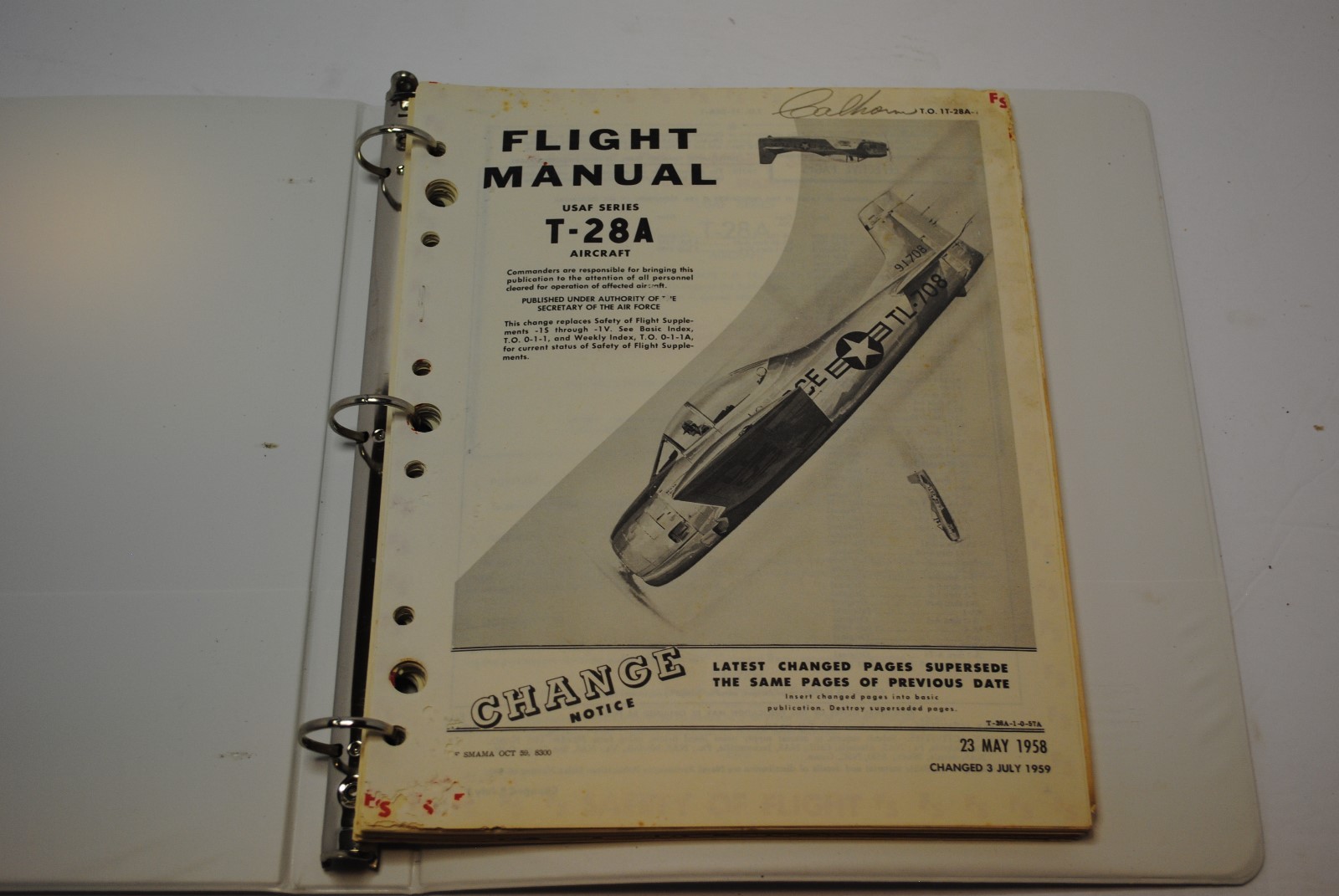 1958 T-28A USAF Series Original Flight Handbook
