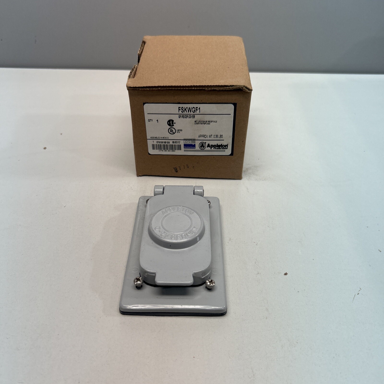 APPLETON ELECTRIC FSK-WGF1 Weatherproof Cover,Vertical,Self Closing 10H411