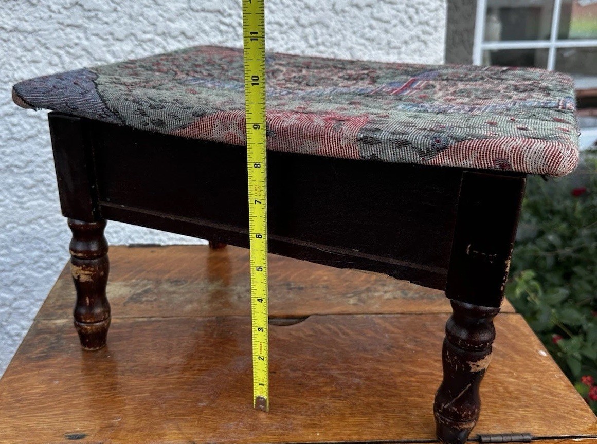 Storage Footstool Tapestry Upholstered Ottoman Cottage Stool Seat