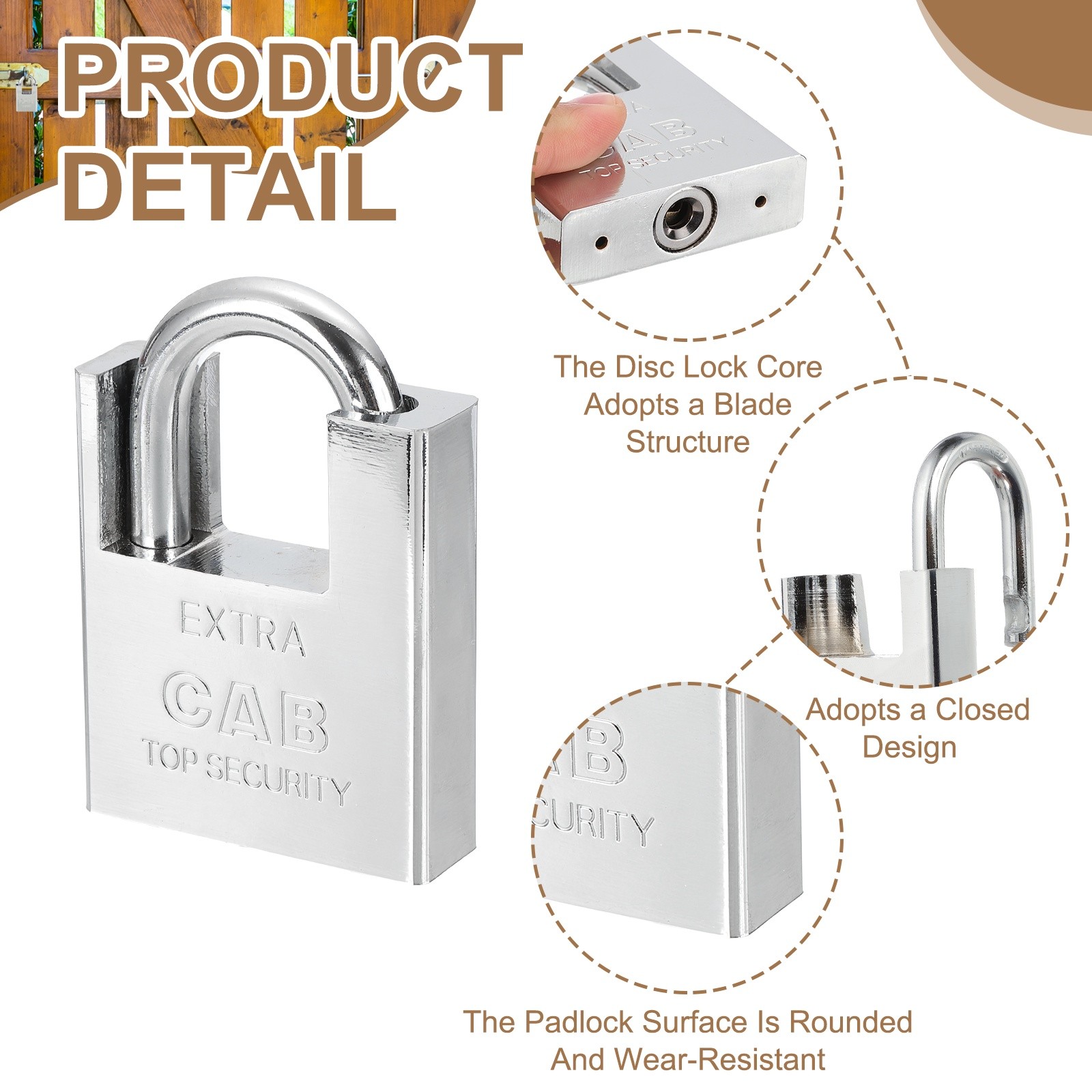 2.3" High Security Padlock Steel Wrapped Beam Locks with 4 Keys