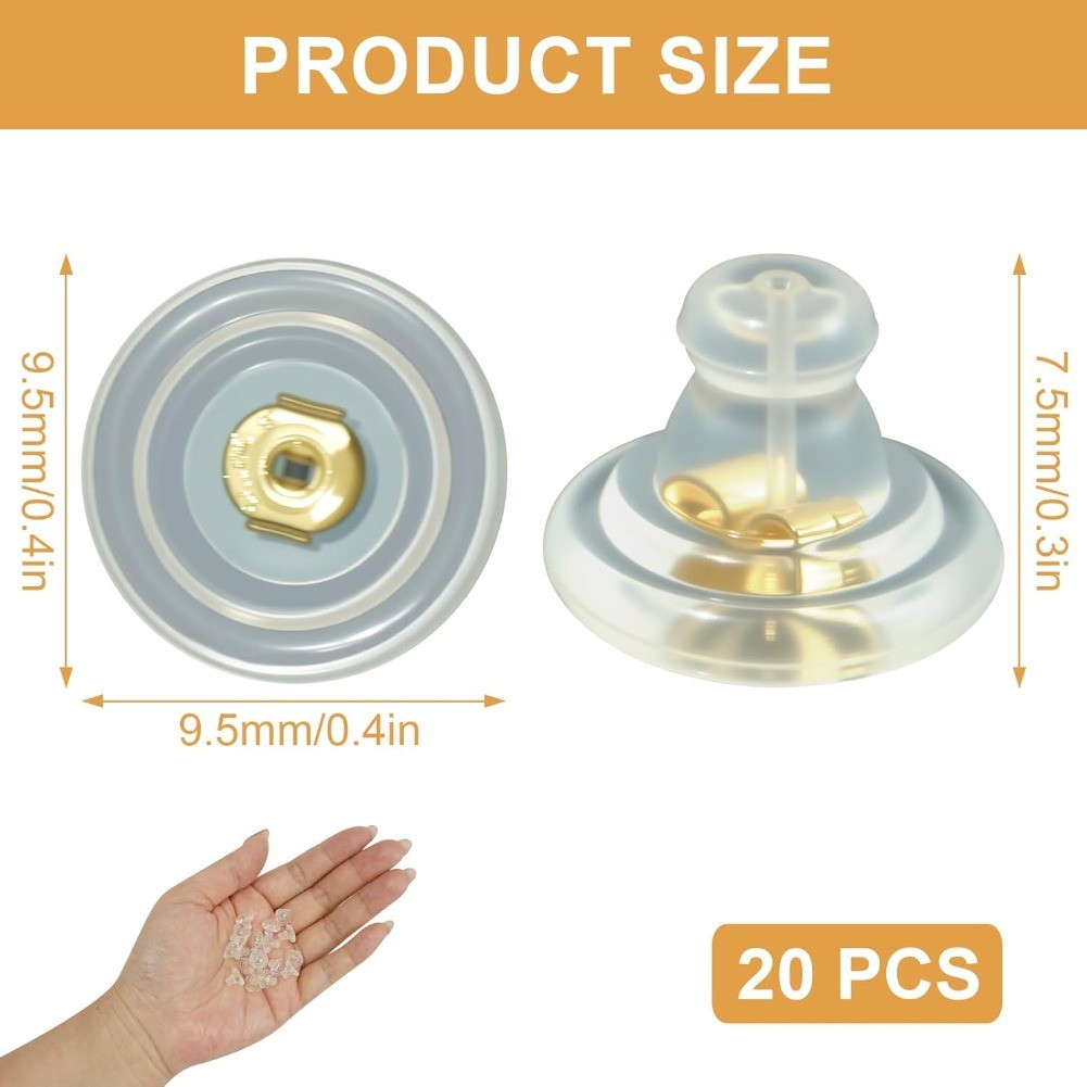 20 PCS Silicone Earring Backs Hypoallergenic Secure Lock No-Irritation for Studs