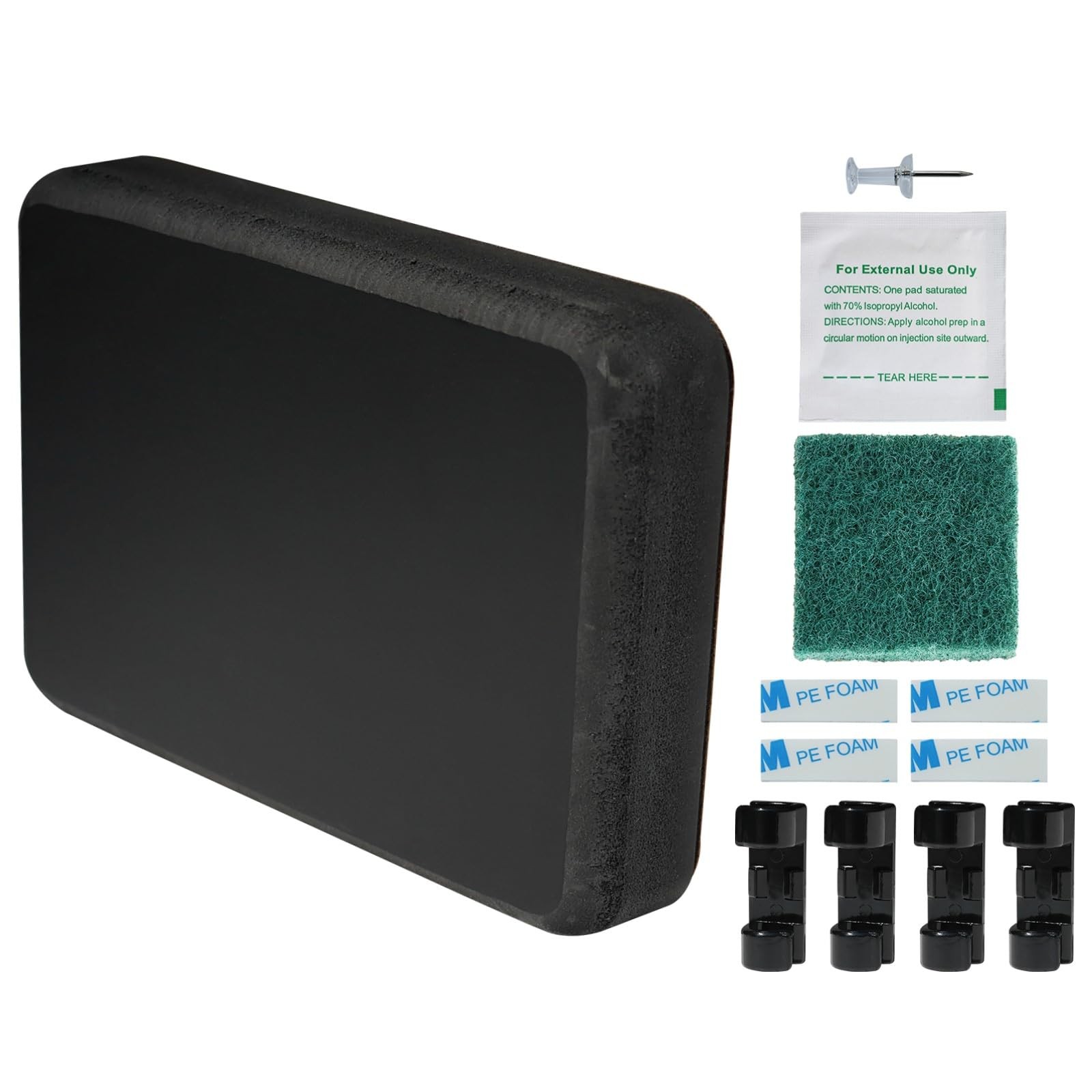 Black - Jumbo Size 6.5" X 4.75" X 0.87" Stern Pad, Screwless Transducer Mounting