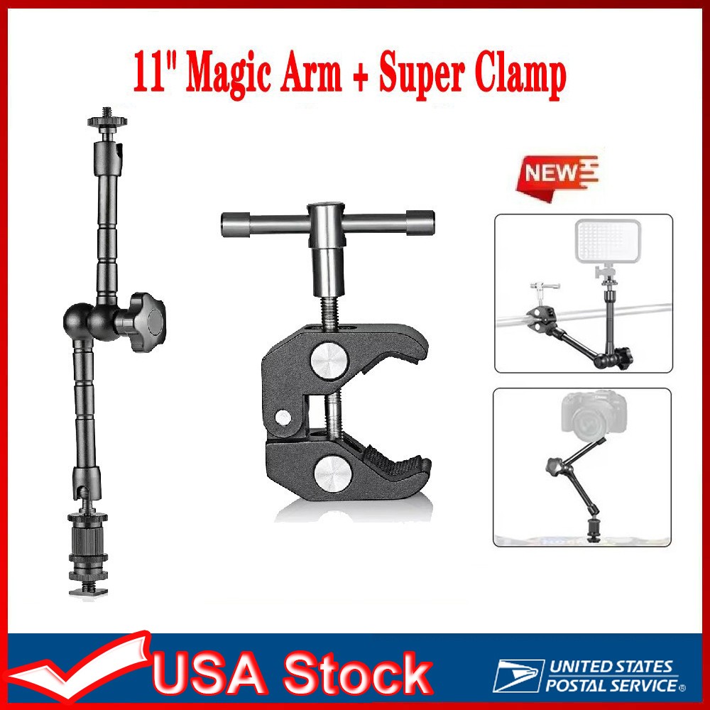 US 11" Articulating Magic Arm+Super Clamp Crab for DSLR Camera Monitor LED Light