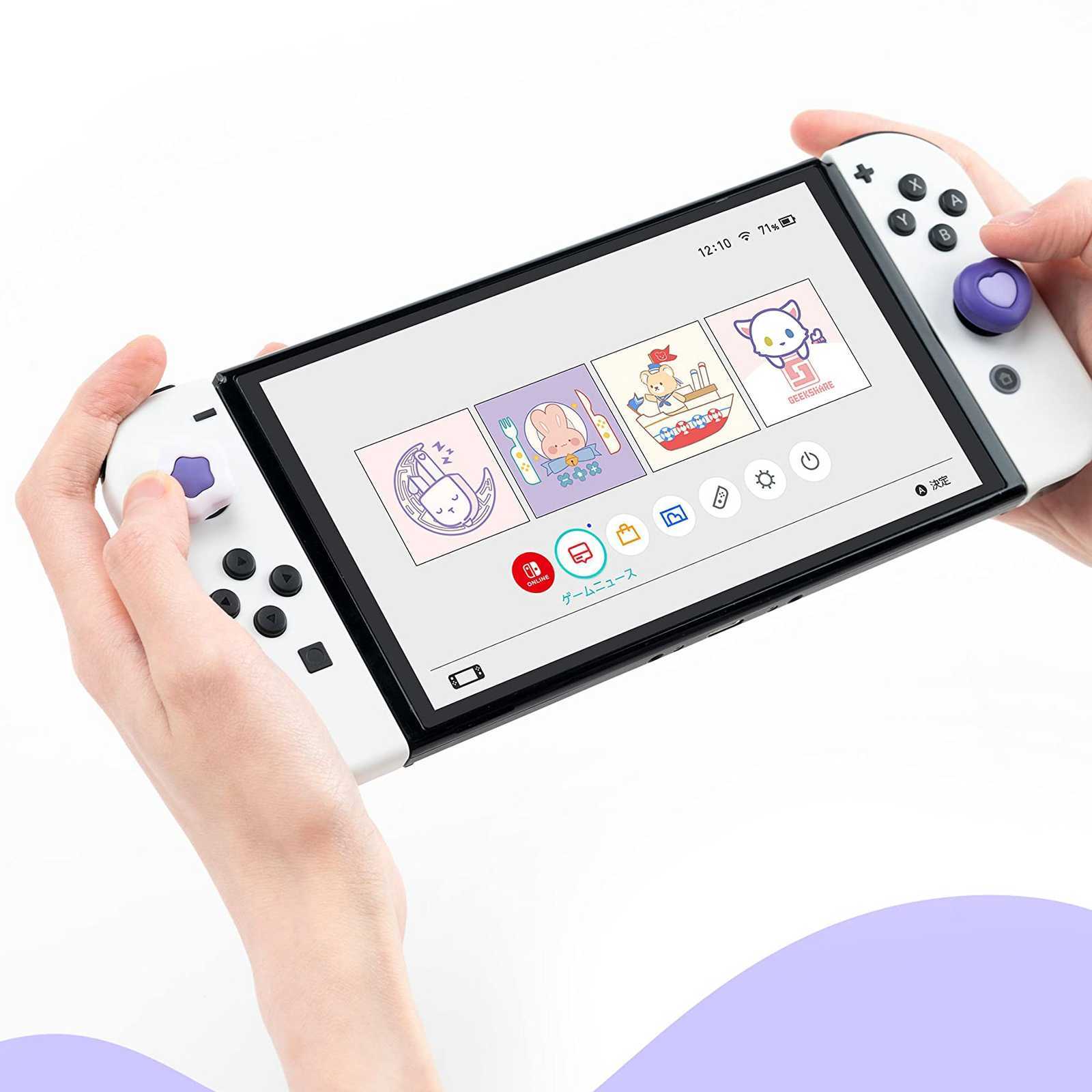 GeekShare Silicone Thumb Grip Caps for Nintendo Switch /OLED/Lite Wing Star Dark