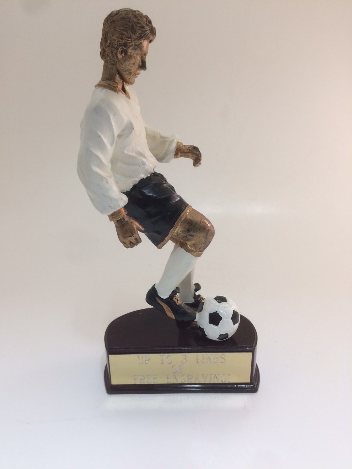 MALE SOCCER RESIN TROPHY!  FREE ENGRAVING!  SHIPS IN 1 BUSINESS DAY!!