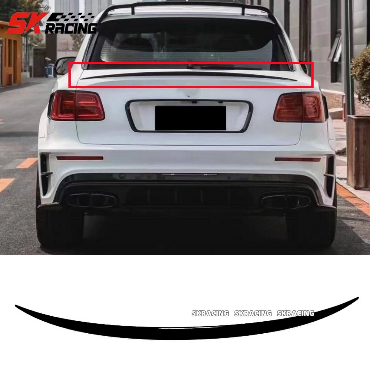 Carbon/Gloss Black Rear Trunk Spoiler Wing For Bentley Bentayga Sport 4-Door