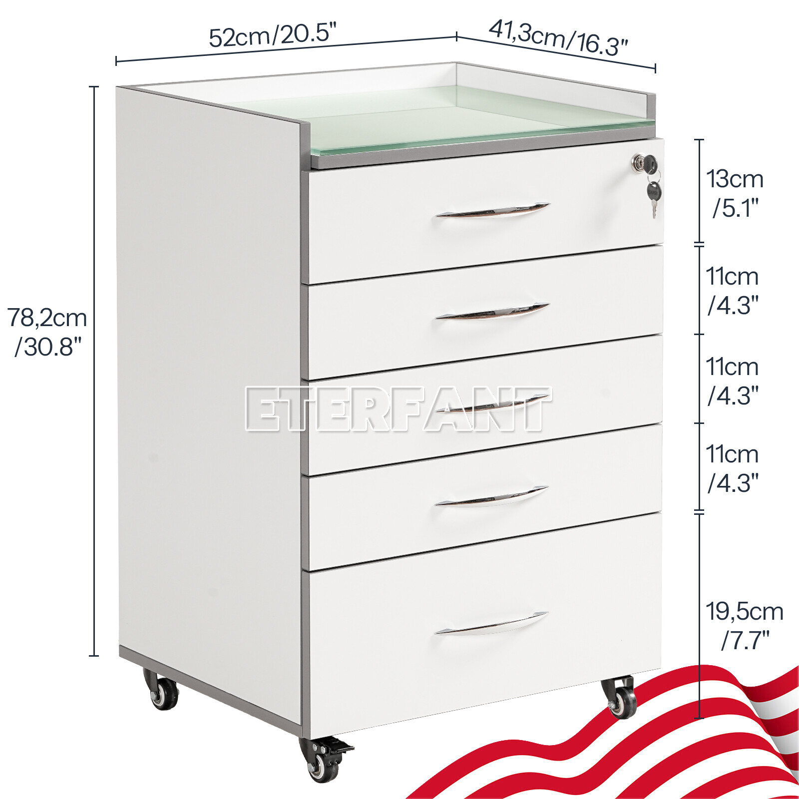 Dental 5 Drawers Cart Acrylic Mobile Wooden Cabinet/Trolley Cart with Socket