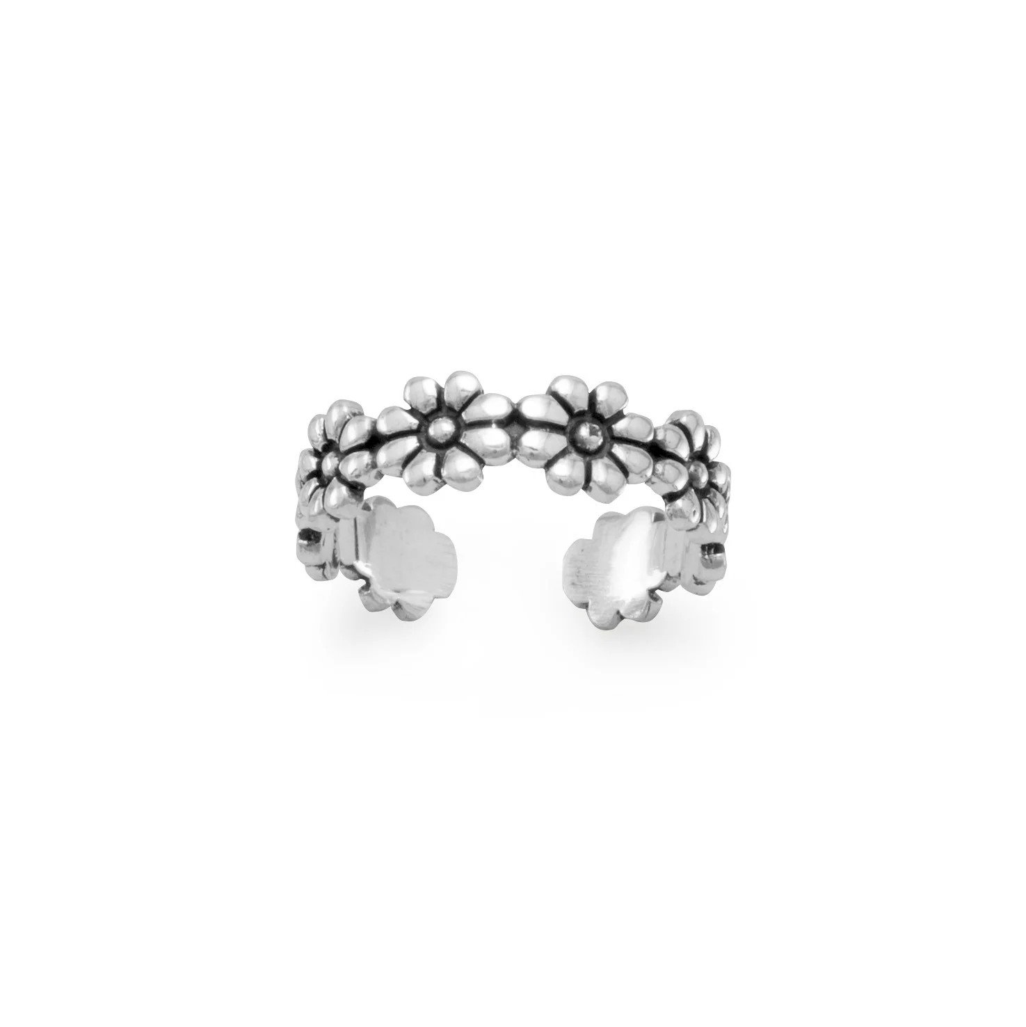 Women's 925 Sterling Silver Oxidized Flower Toe Ring - Romance, Wedding | Bridal