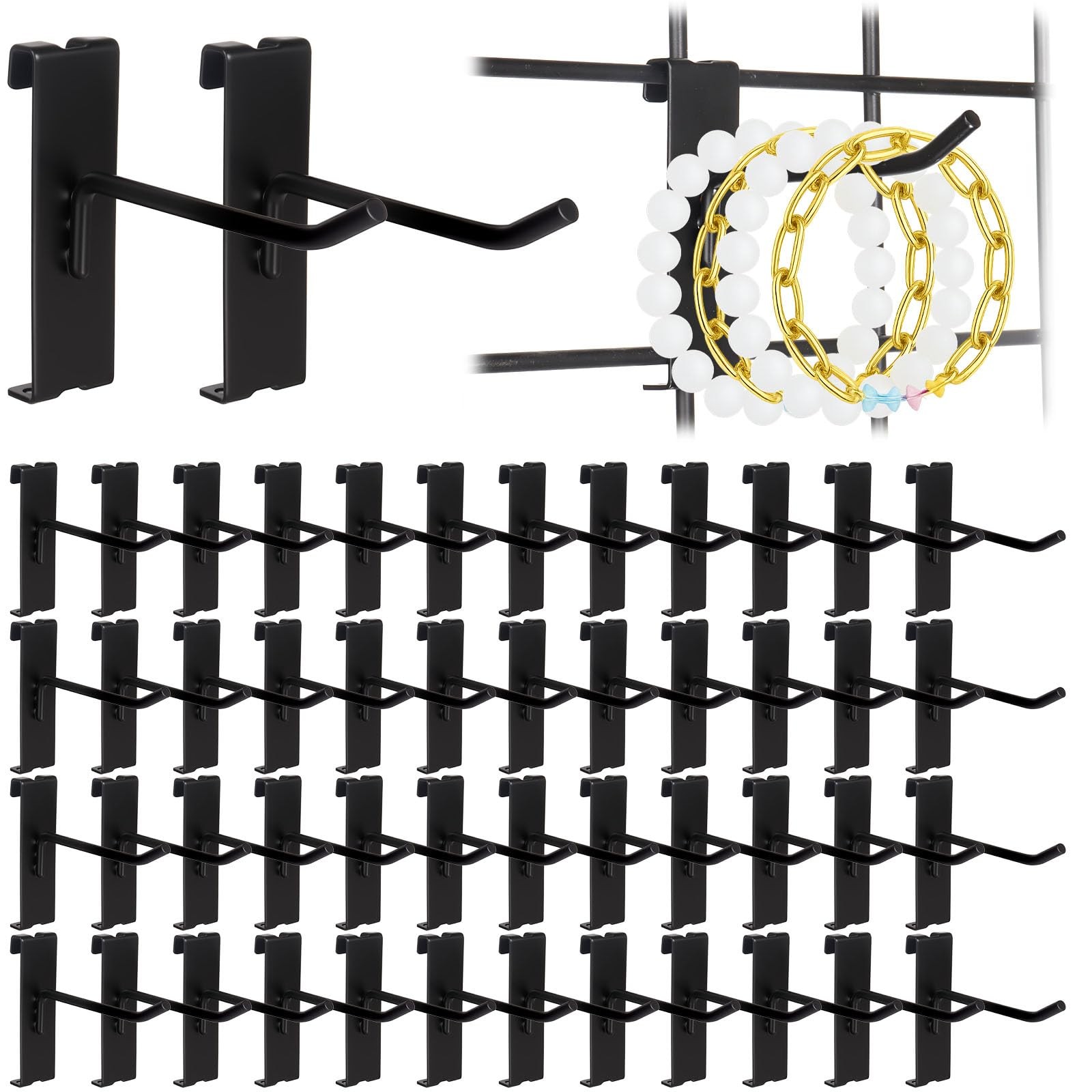 50 Pack Grid Wall Hooks, 4 Inch Heavy Duty Wire Grid Display Hooks, Gridwall ...