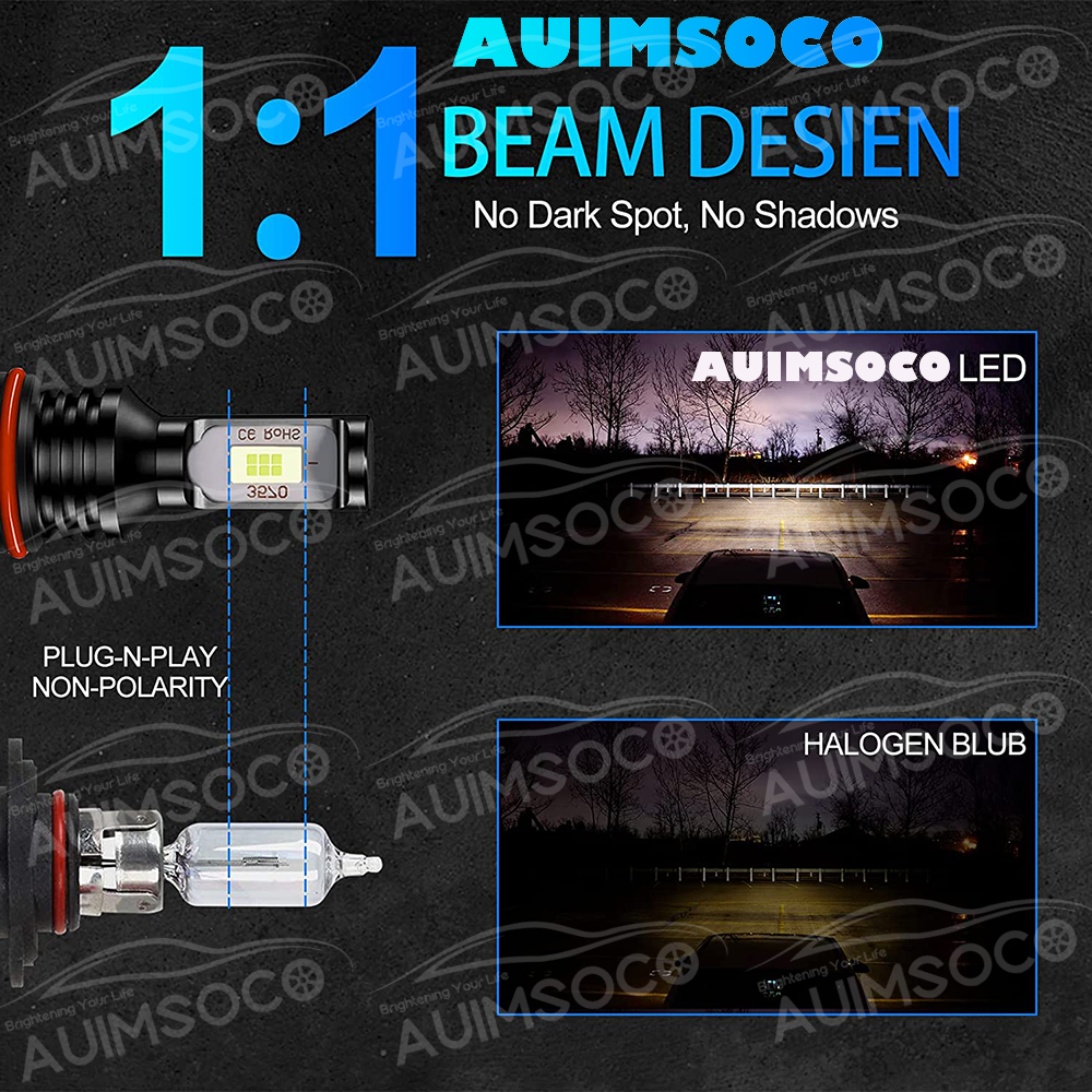 LED Headlight Bulbs Combo Kit 9005 + H11 High Low Beam 6500K White Super Bright