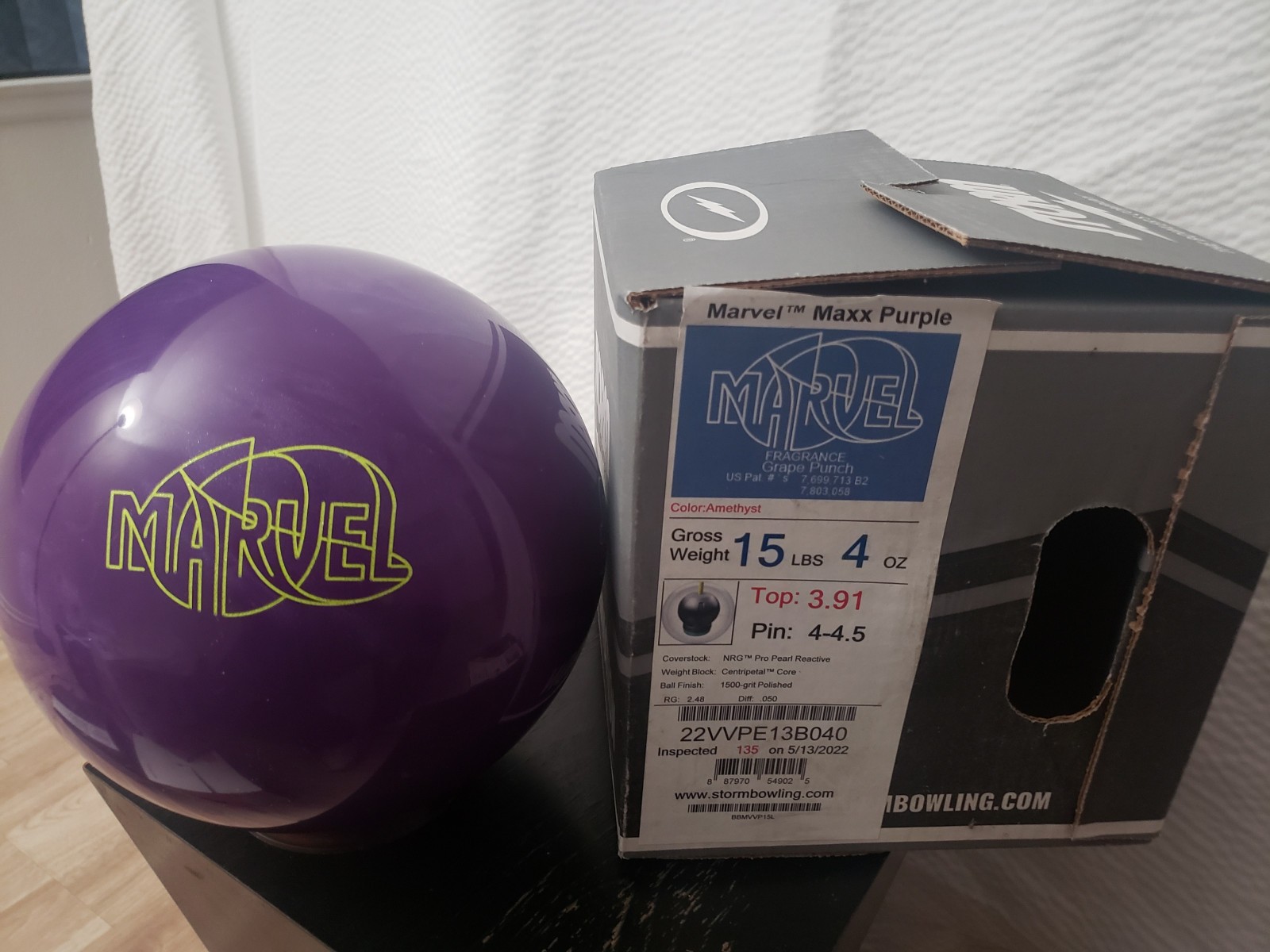15lb NIB Storm Marvel Maxx Purple Overseas bowling ball