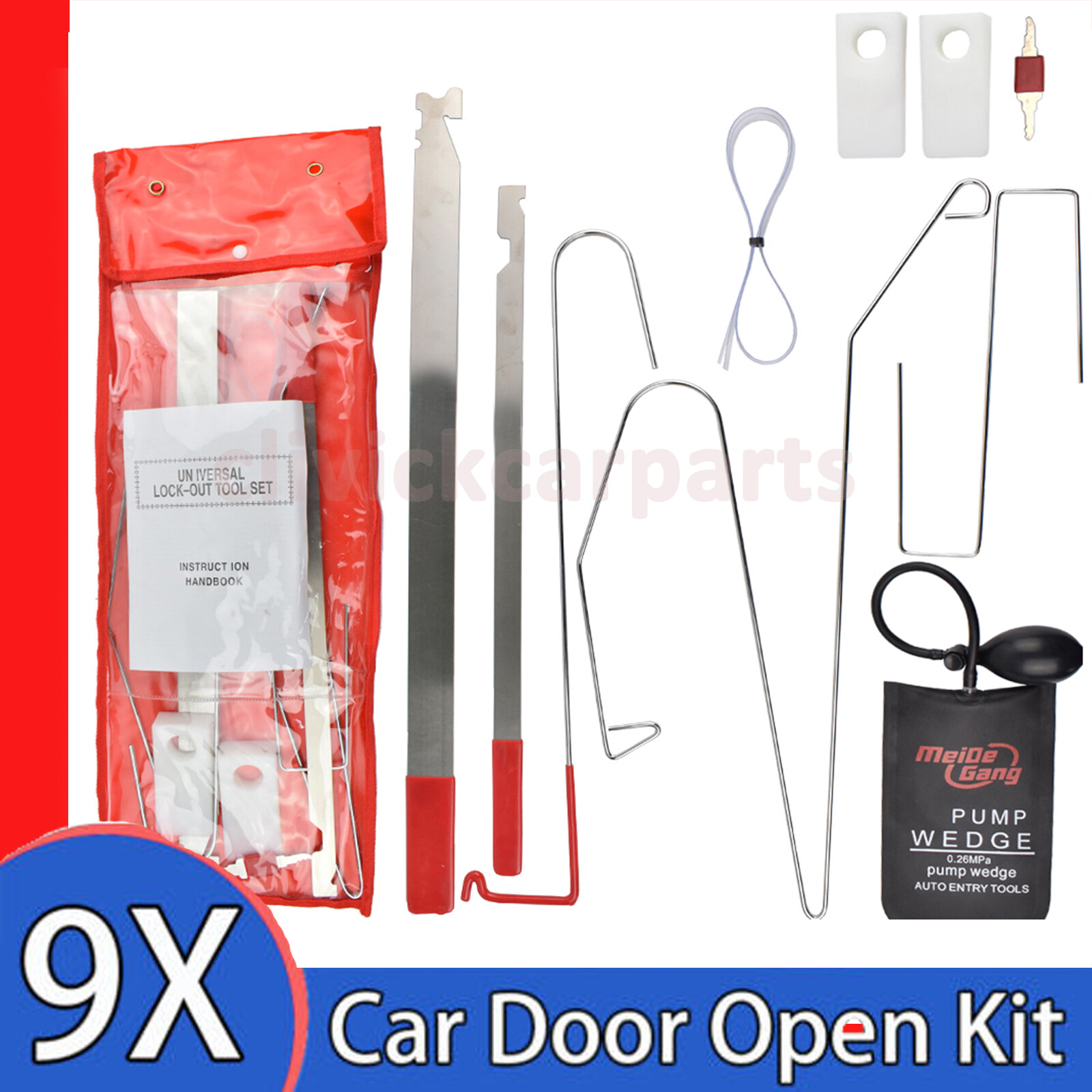 9x  Universal Car Door Lost Lock Out Air Pump Unlock Opening Tool Kit open tool