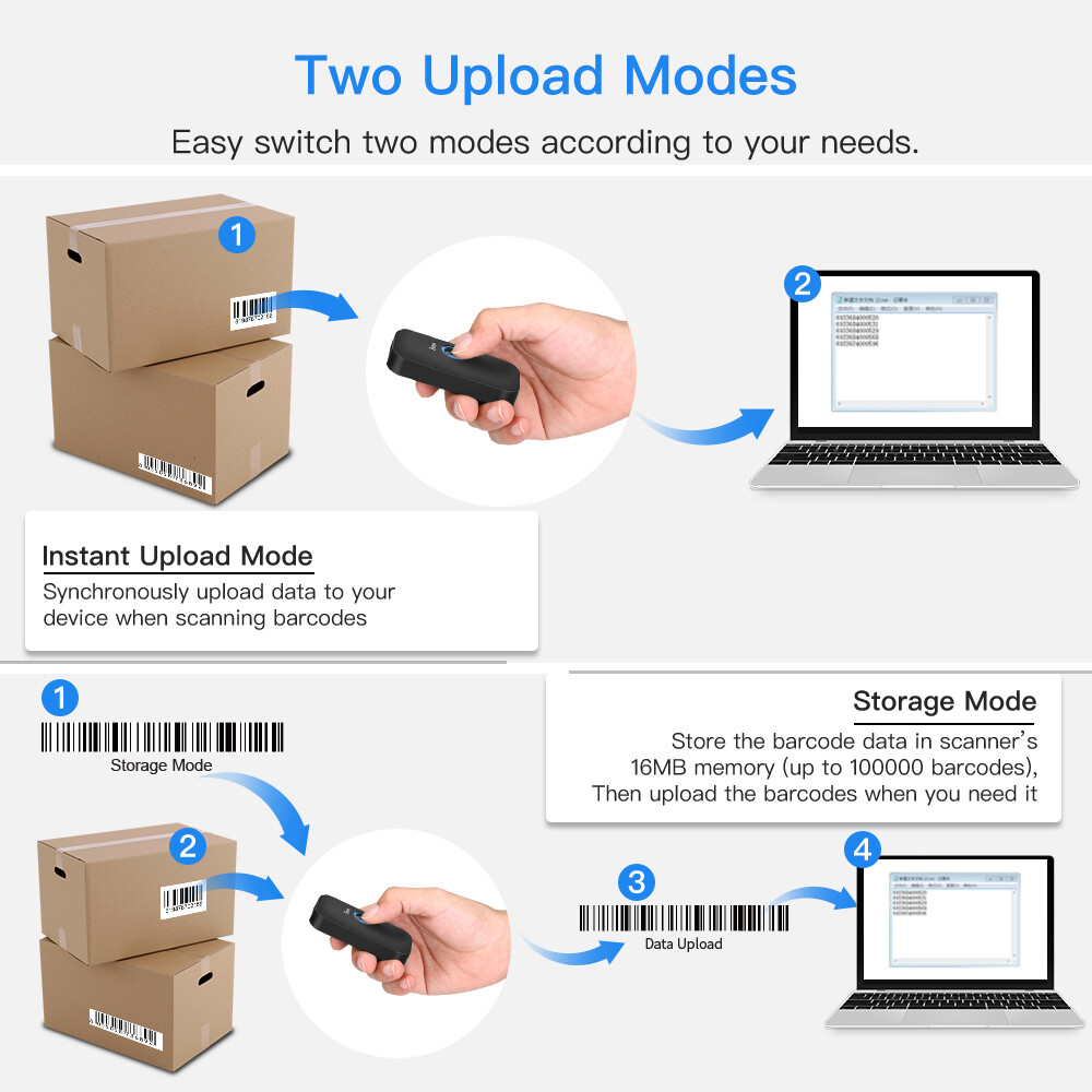 Eyoyo 10pcs/Set Portable 1D Bluetooth Barcode Scanner USB Image Scanning Reader
