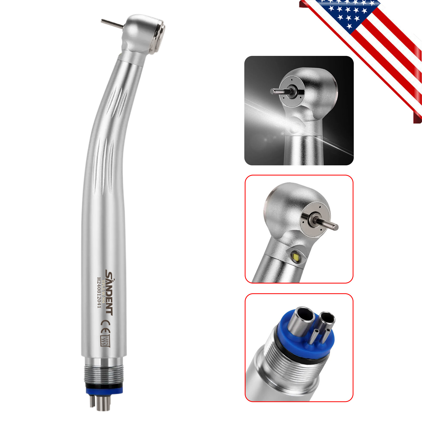 10 PCS SANDENT Dental E-Generator LED Optic High Speed Handpiece 4Hole Ceramic