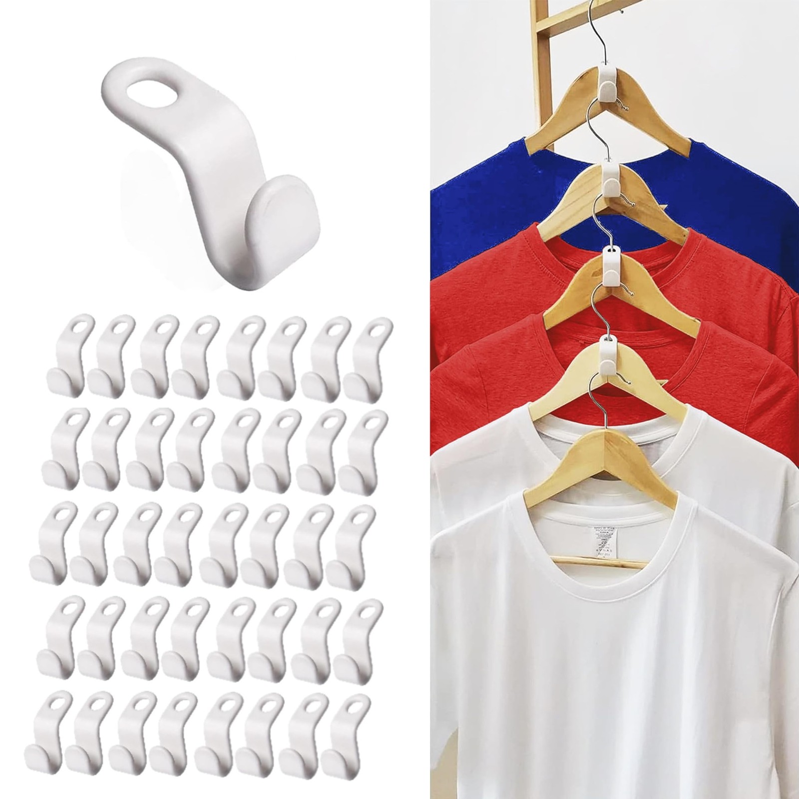 DG HOME & MORE Space Saving 40 PC Plastic Clothes Hangers with Hanger Connect...