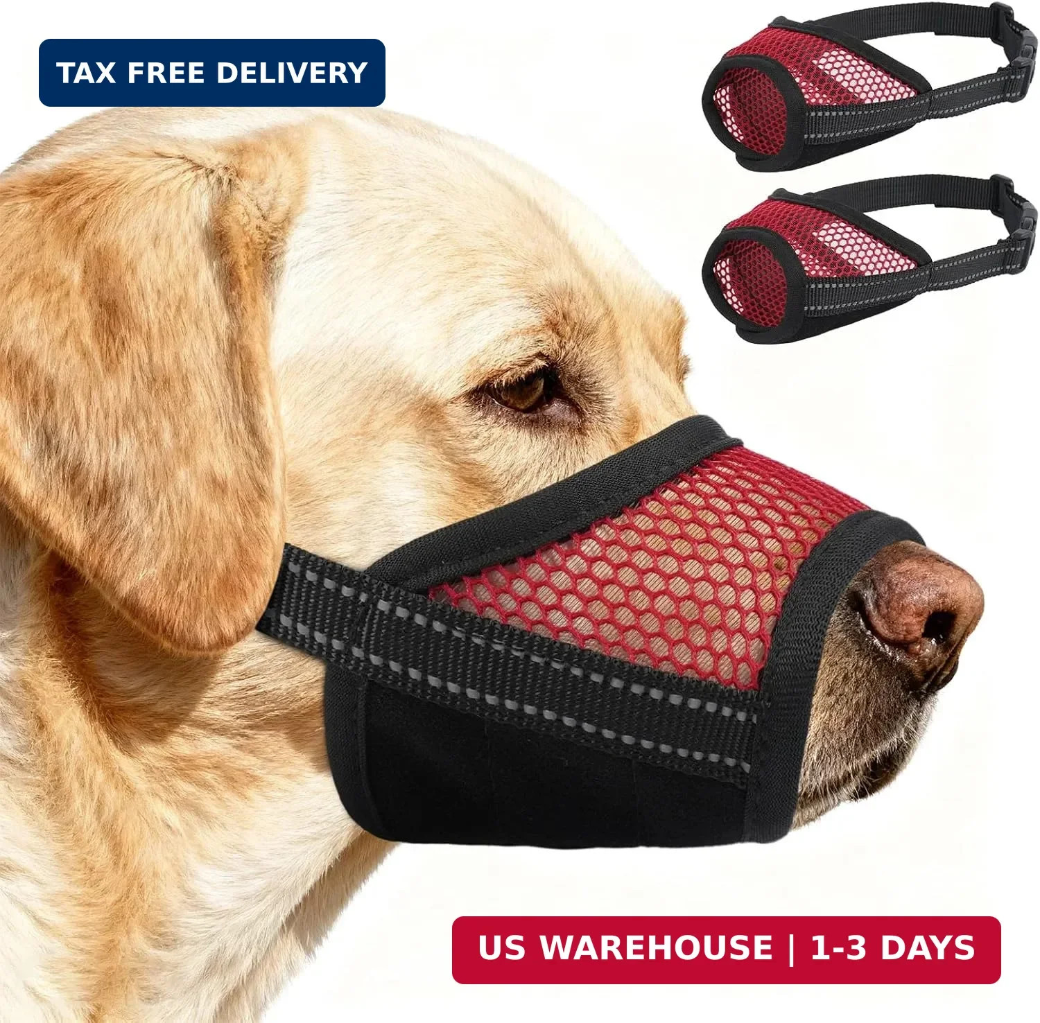2 Pack Dog Muzzle,Mesh Soft Muzzle for Small Medium Large Sized Dog, Anti Barkin