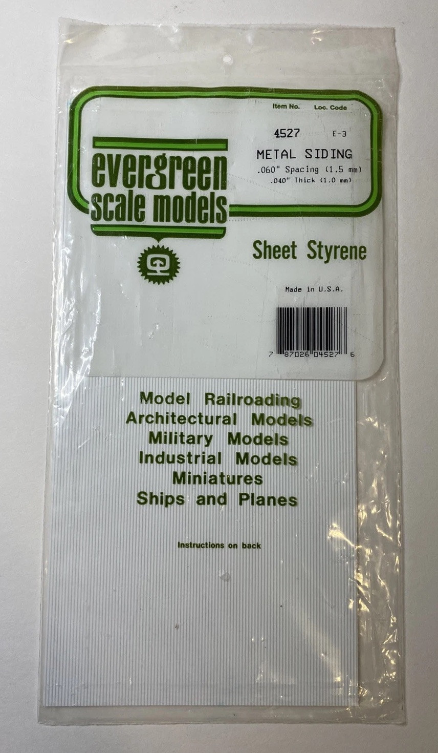 Evergreen Scale Models Corrugated .060" Spacing EVG4527 Plastic Building
