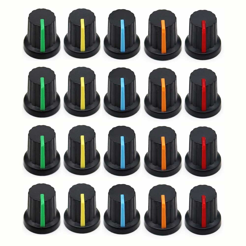 20/40/60/100PCS 6mm Shaft Hole Dia Threaded Knurled Potentiometer Knobs Cap