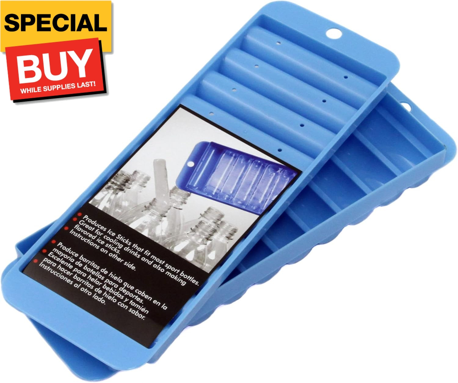 Select Plastic Sports Bottle Ice Cube Tray, 10 Ice Sticks 9.5 inches in Length,