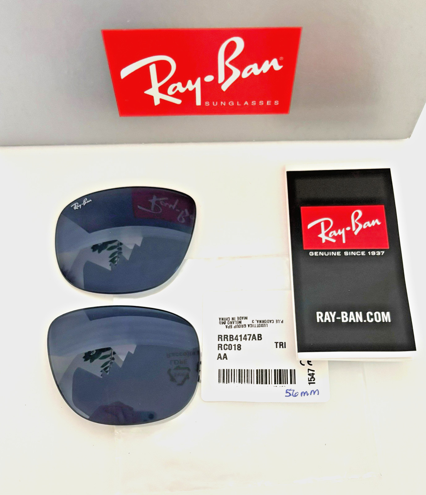 Ray Ban RB4147 56mm Boyfriend Replacement Lens Dark Blue Pair Genuine NWT