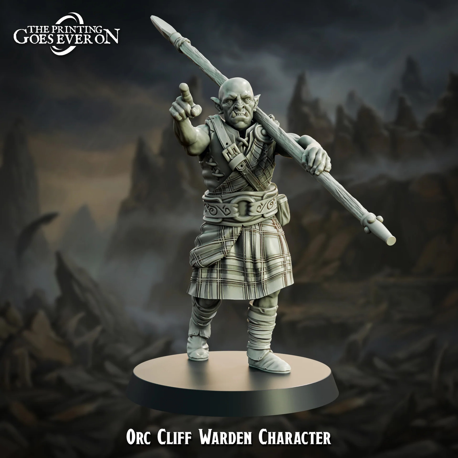 Orc Cliff Warden Hero - Resin Tabletop Miniature