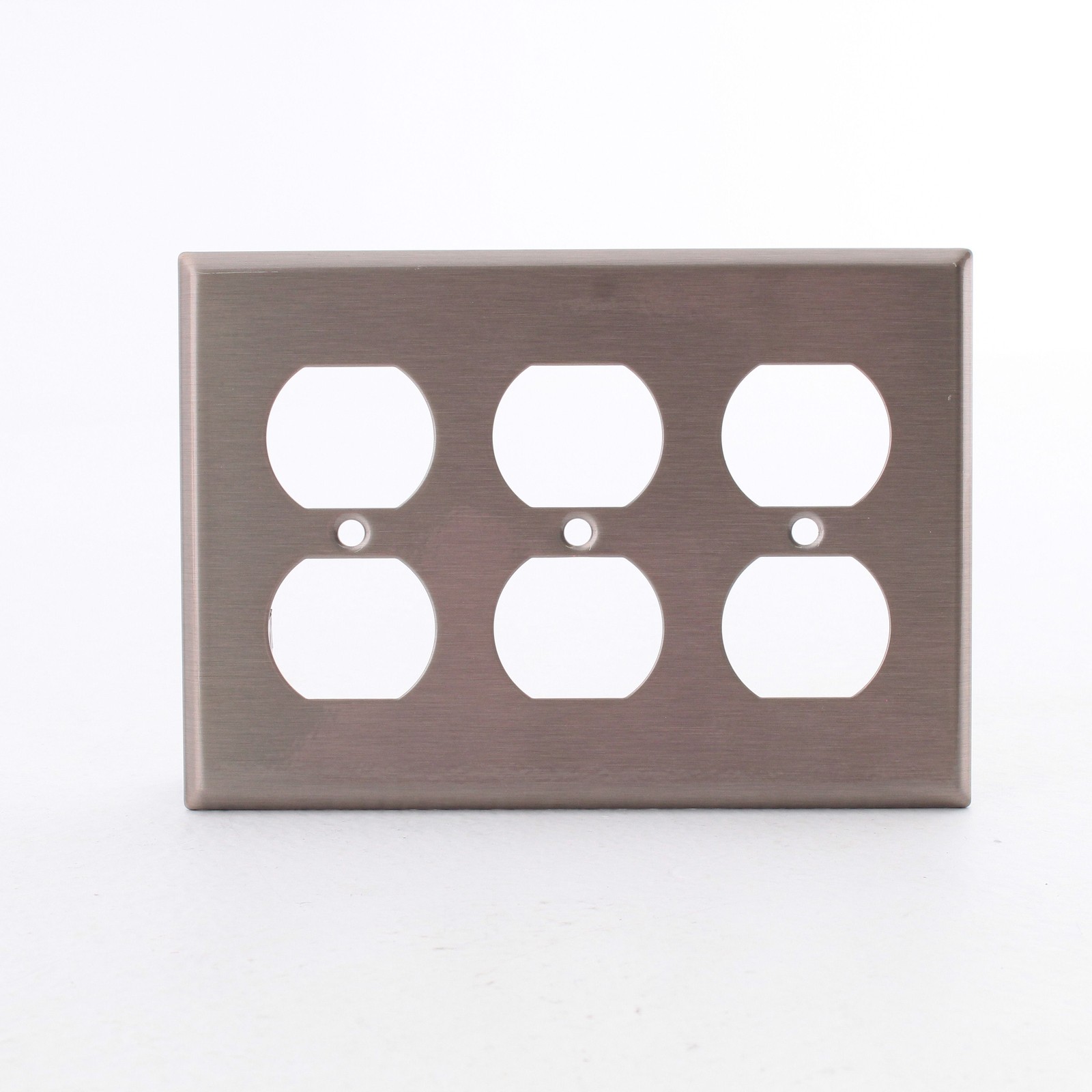 Cooper AH93103AM Antimicrobial Stainless Steel 3-Gang Receptacle Wallplate Cover