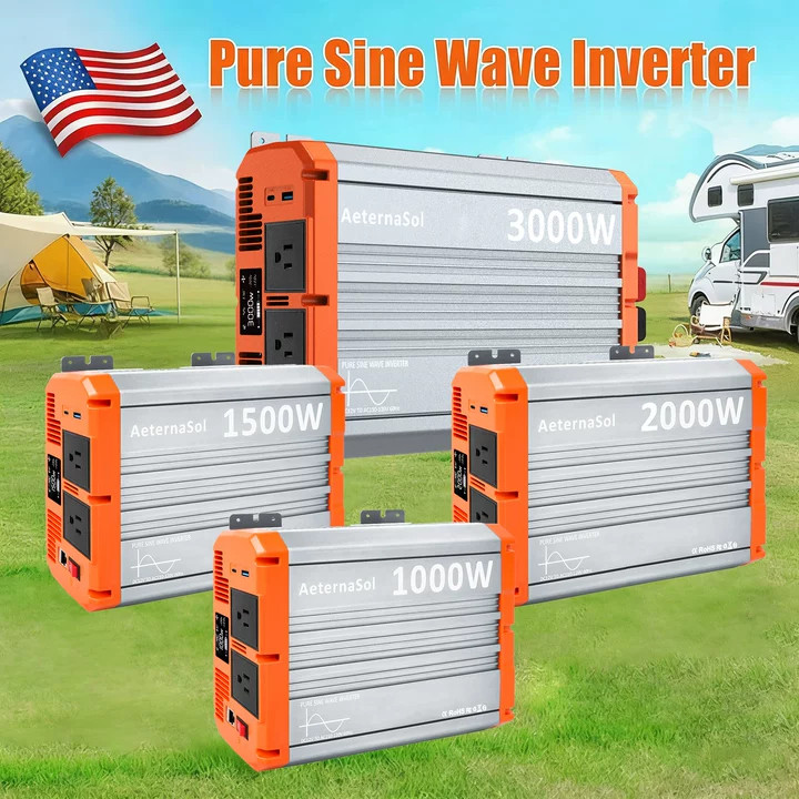 Pure Sine Wave Power Inverter 1000W 1500W 2000W 3000W DC 12V to 110V ConverterUS