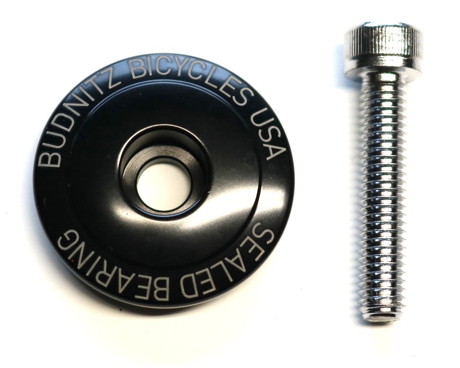 Budnitz Bicycles Black Alloy Bike Headset Top Cap & Bolt - 1 1/8" Threadless