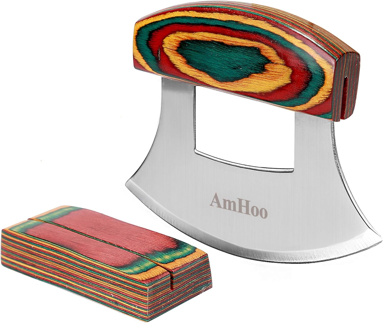 hoo Pizza Cutter Chef Mezza Ulu Knife Handle Color Wood Grip