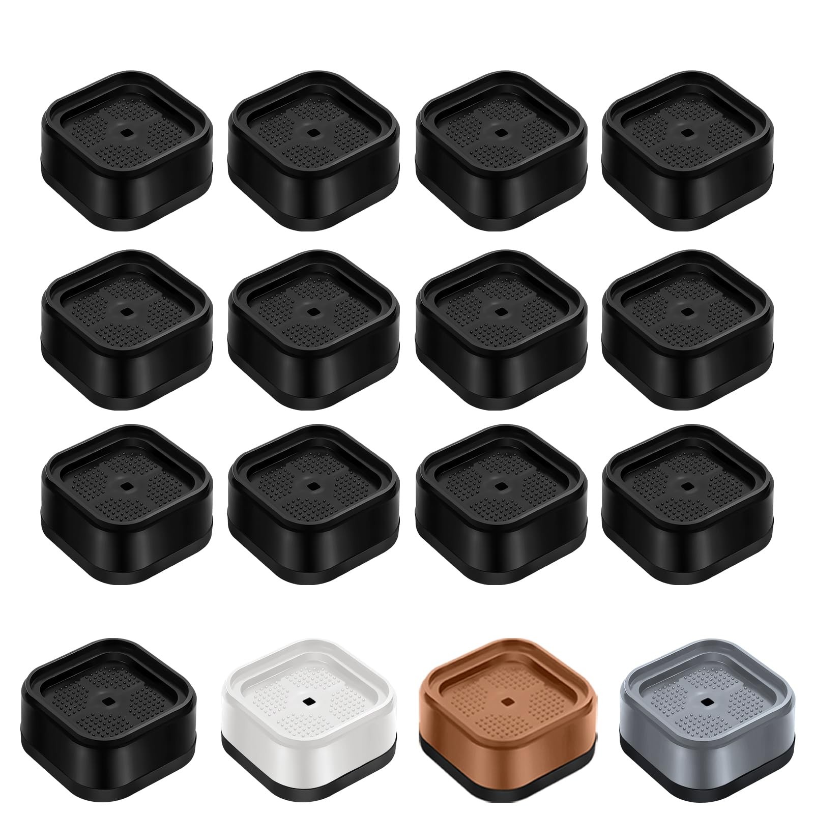 12 PCS Adjustable Furniture Bed Risers Square Stackable Heavy Duty Black 1 Inch