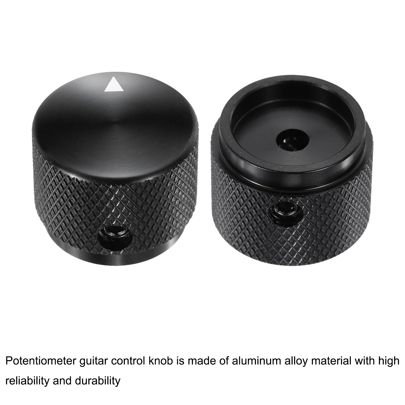 2 Pcs Aluminium Knobs, 4mm IDx20mm ODx15.5mm, Arrow Indicator, Black