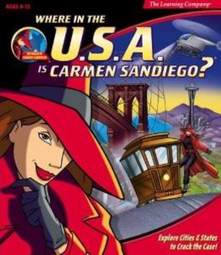 Where In The USA Is Carmen Sandiego? 1999 PC CD learn states cities country game