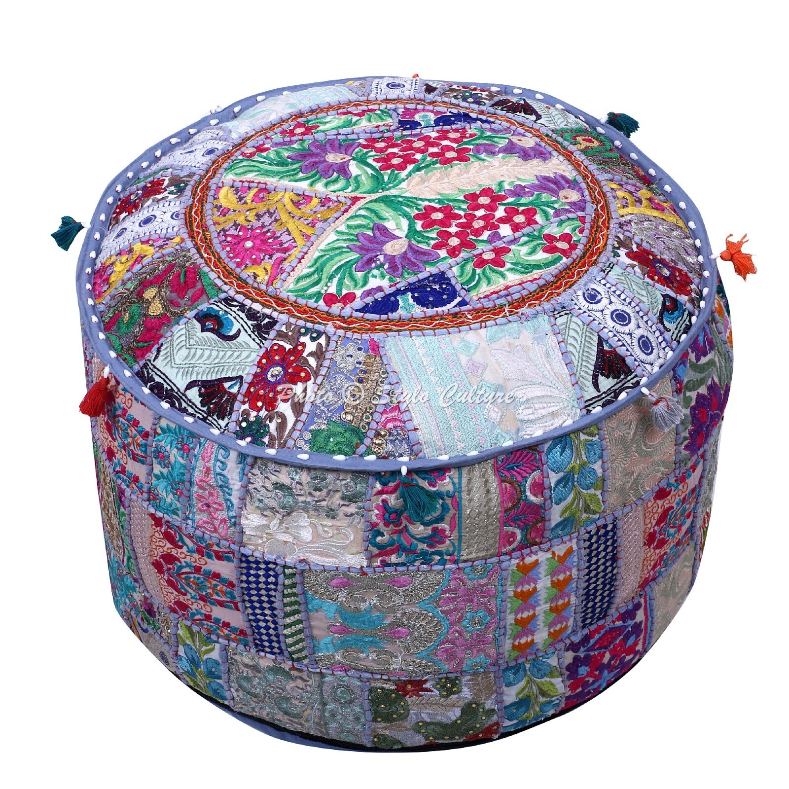 22 in Bohemian Decorative Patchwork Pouf Cover Ottoman Pouffe Foot Stool Art