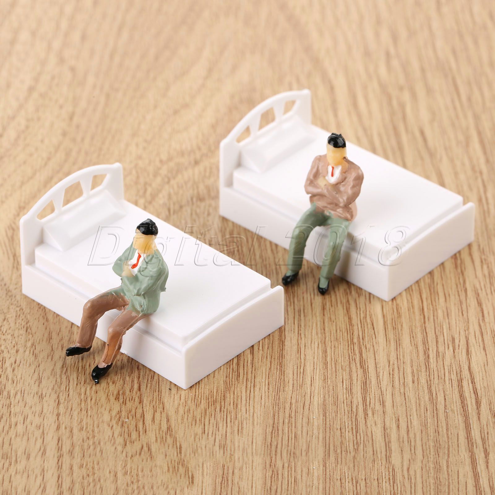 For Dolls House Furniture Model 10pcs Set Single Bed Bedroom Diorama 1:50 Scale