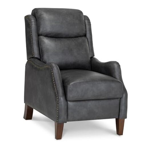 Leather Pushback Recliner Faux Armchair with Rivet Decoration Single 1 PCS Grey