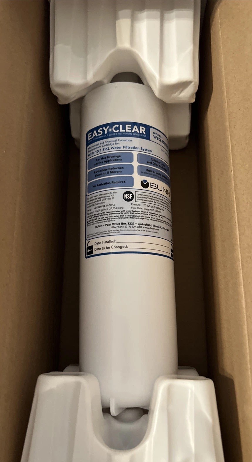 Bunn Easy Clear Water Filtration System WEQ-10 (1.5) 5L. Brand New!!