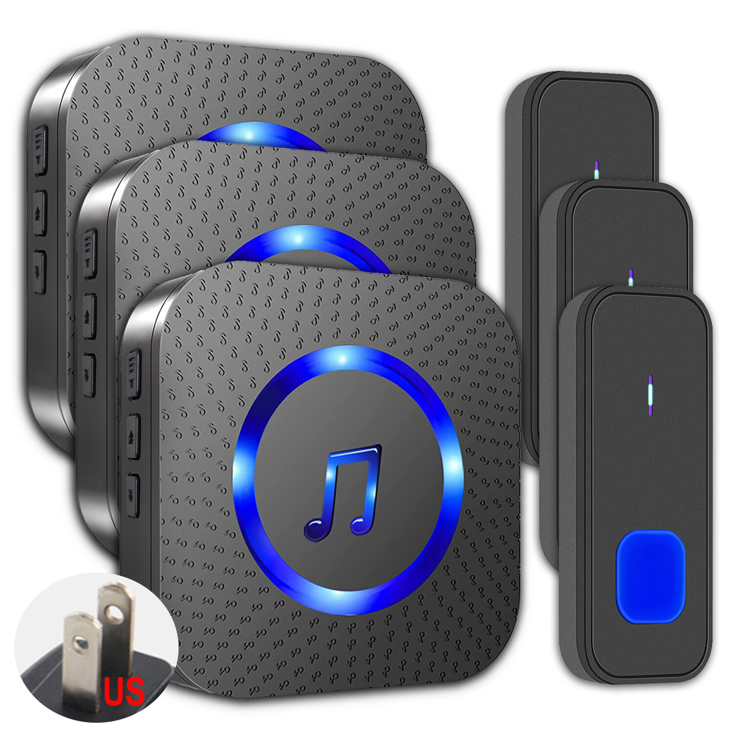 Big House Wireless Call Doorbell Set 3 Pushbuttons + 3 Music Ringer Receivers