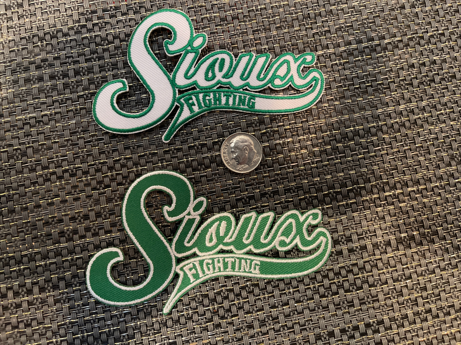 (2)Und University of North Dakota Fighting Sioux embroidered iron on patch Lot