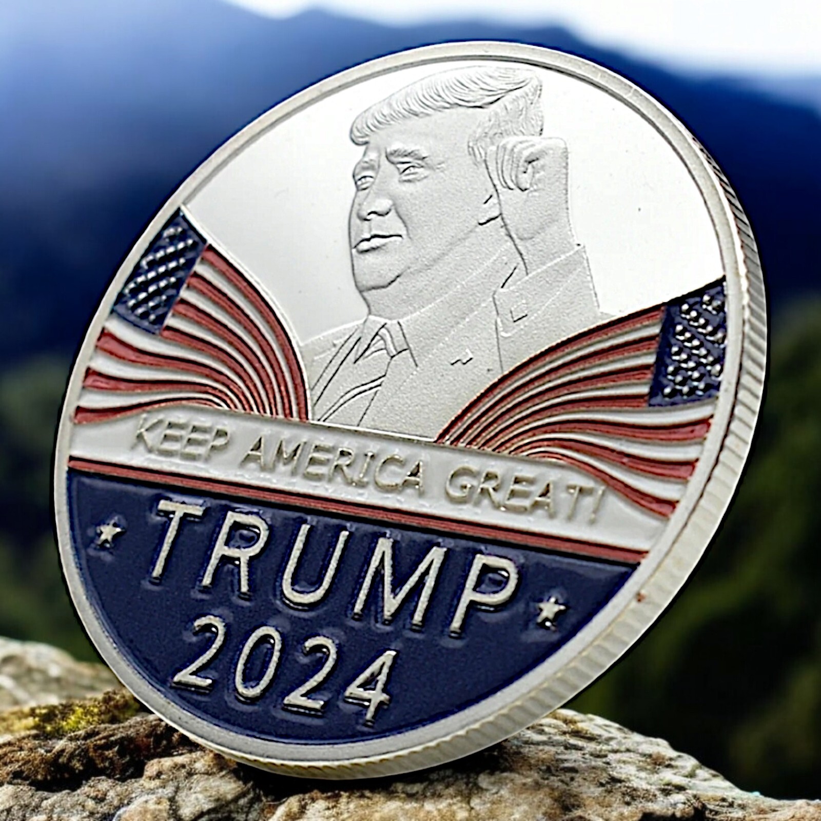 President Donald J Trump 2024 Enameled Challenge Coin Medal Keep America Great