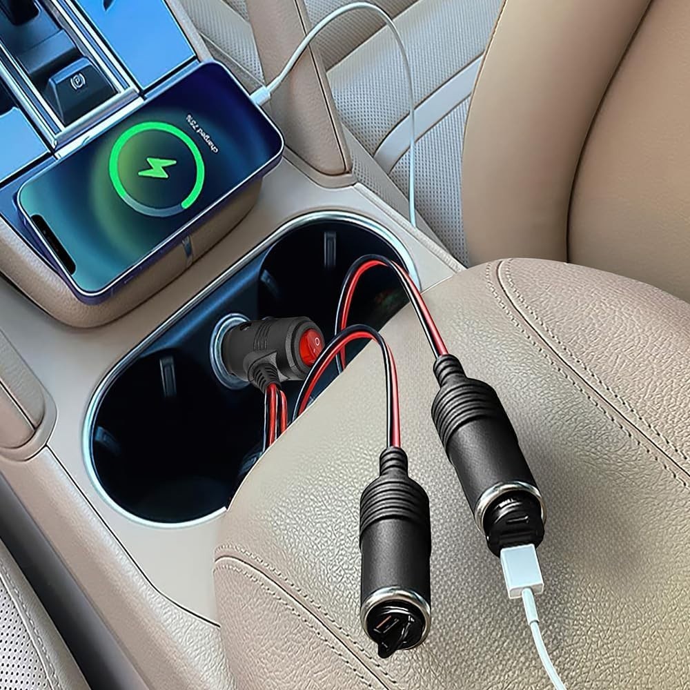 Compact Car Dual Cigarette Lighter Adapter - Fast Charge & Easy Use for Drivers