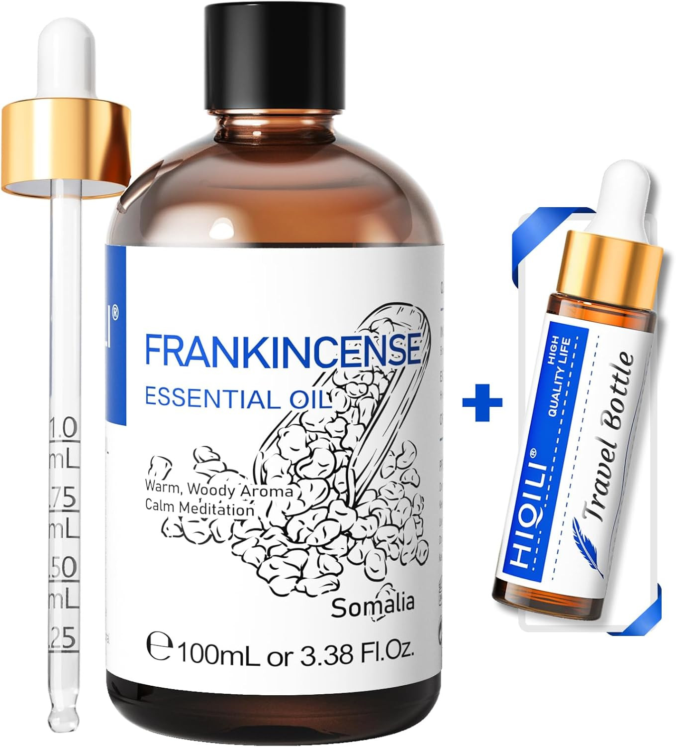 HIQILI Frankincense Essential Oil 3.38oz 100% Pure for Massage & Diffuser