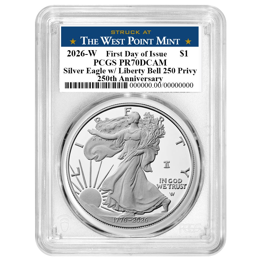 2026-W Proof $1 American Silver Eagle PCGS PR70DCAM FDOI West Point Label