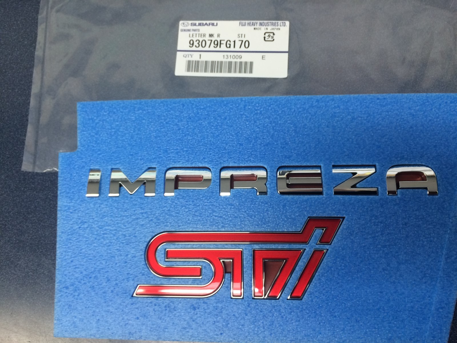 SUBARU 2011-2014 STI REAR BADGE EMBLEMS IMPREZA GENUINE OEM SUBARU 93079FG170