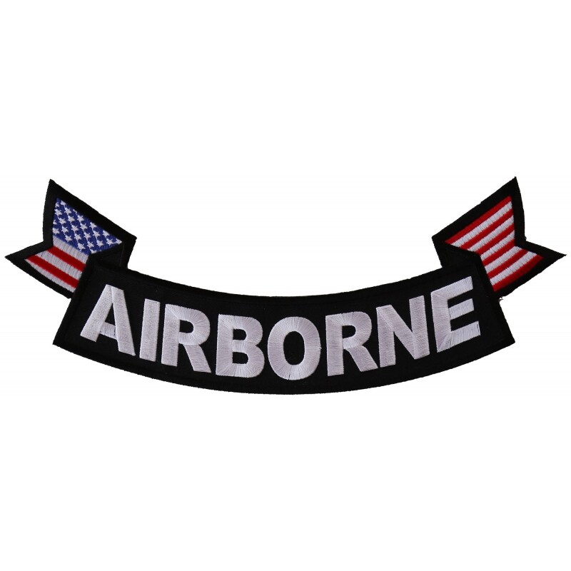 Embroidered Back Patch (Iron-On), Bottom Rocker, Airborne With Flags (Military)